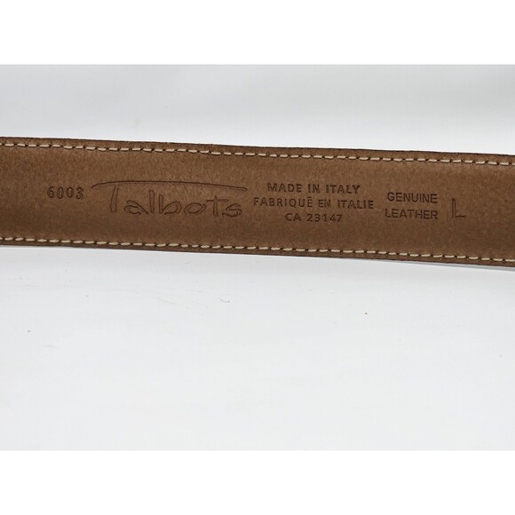 Talbots Womens Sz Large Cognac Brown Italian  Leather Belt Croc Embossed 30"-34" - Picture 5 of 13